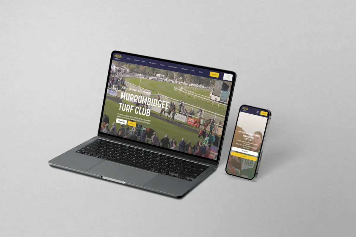 Laptop and smartphone displaying horse racing club website